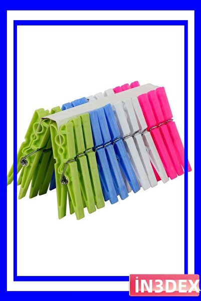 İN3DEX مجموعة من 24 قطعة من مشابك الغسيل البلاستيكية