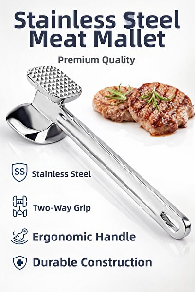 Single Stainless Steel Meat Tenderizer Chicken, Beef, Fish, Meat Hammer Doubl...