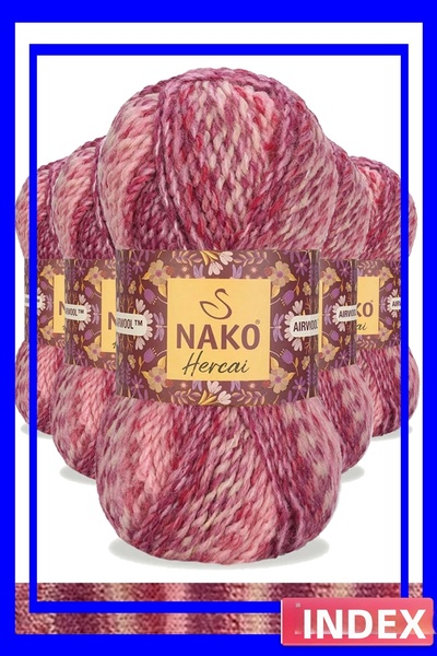 İN3DEX Hercai Patterned Hand Knitted Wool Set with Drawstring 5 Pieces