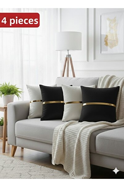 baladı home ev tekstil home collection طقم أغطية وسائد مخملية فاخرة مكون من 4...