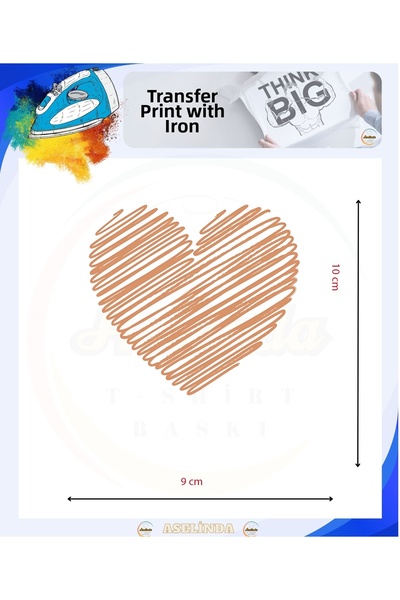 ASELİNDA ورق طباعة نسيجي بنمط قلب مخطط قابل للكي بتقنية DTF