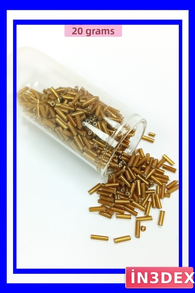 İN3DEX خرز ذهبي أصفر طويل للقطع بقطر 2 مم وطول 10 مم