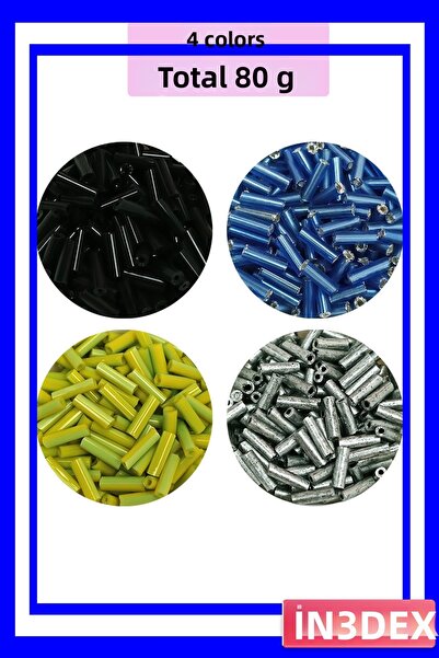 İN3DEX خرز قطع الأنابيب بطول 10 مم وقطر 2 مم، 4 خيارات ألوان