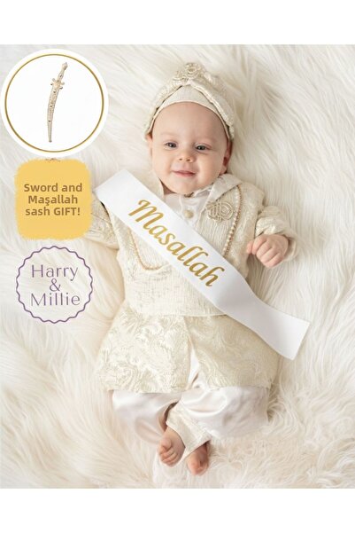 Harry&Millie Baby Boy Circumcision Gift, Baby Gift with Gold Belt, Mashallah ...