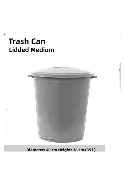 izmiryapımarket Trash Can with Lid 35 Liters
