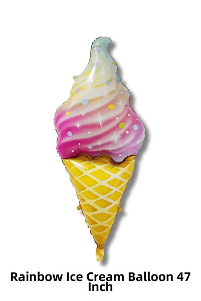 Bunloon بالون فويل على شكل آيس كريم قوس قزح 47 بوصة