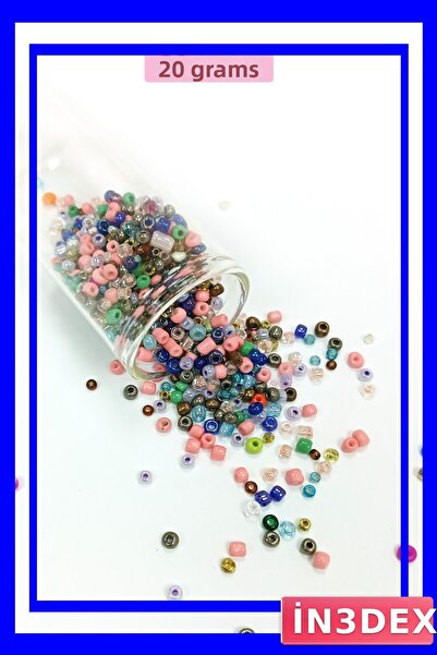 İN3DEX خرز زجاجي مصبوب 3 مم 20 جرام متعدد الألوان مادة للهوايات