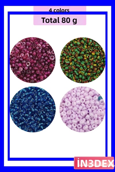 İN3DEX خرز زجاجي مصبوب 2 مم، 4 خيارات ألوان مختلفة