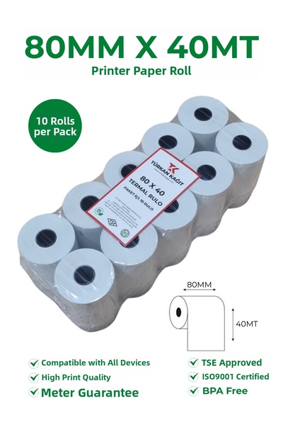 RULORULO 80X40 Thermal Roll Cash Register Receipt Roll 1 Pack 10 Pieces Bpa F...
