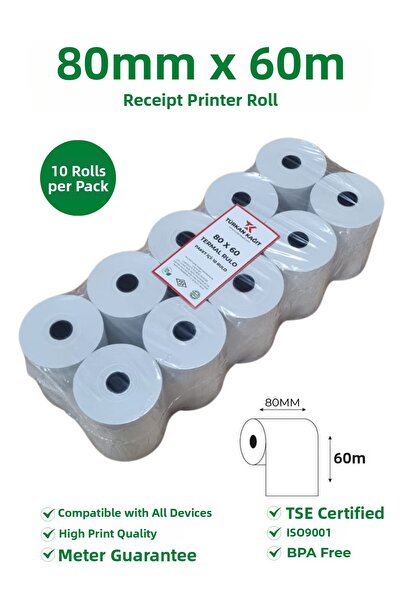 RULORULO لفائف حرارية للطابعة الحرارية مقاس 80x60، 6 عبوات تحتوي على 60 قطعة،...