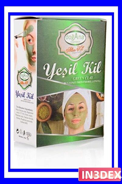 İN3DEX قناع البشرة بمسحوق الطين الأخضر الطبيعي 250 جرام