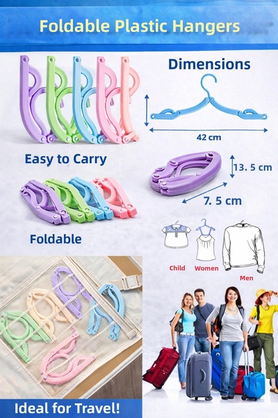 Mode Cool Umeraș de călătorie pliabil – Umeraș practic pentru haine, portabil...