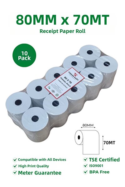RULORULO لفائف حرارية للطابعة الحرارية مقاس 80x70، لفائف فواتير، عبوة واحدة ت...