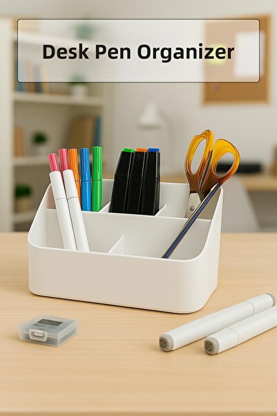 EWs Настолна писалка и органайзер за писалки, бял