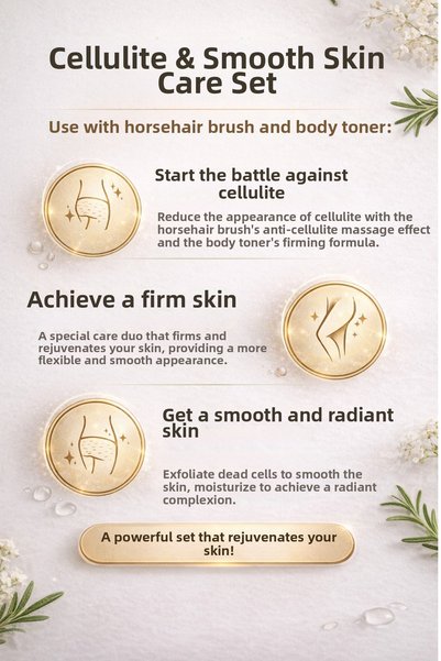 Dermotik Horsehair Brush & Anti-Cellulite Body Tonic Set |   Regional Massage + Firming Care Set