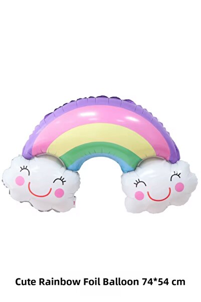 Bunloon Cute Rainbow Foil Balloon 74×54 cm with Cloud Figure Birthday Party D...