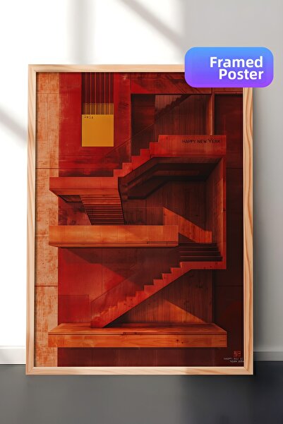 Zestia Ζωγραφική τοίχου με ξύλινο πλαίσιο, αρχιτεκτονική αφαίρεση της διακόσμ...