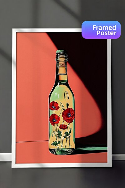 Zestia Бели рамки за стена с флорални мотиви, стъклени бутилки, минималистичн...