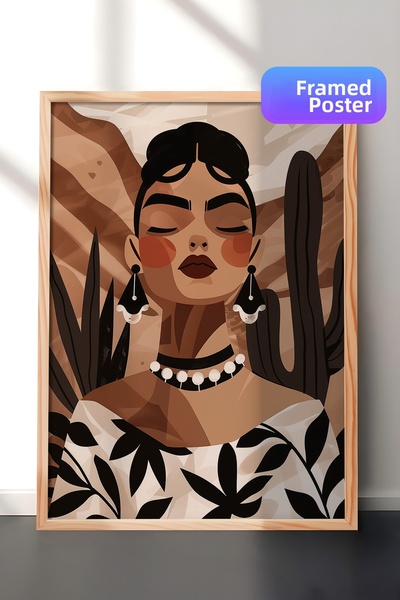 Zestia Ζωγραφική τοίχου με ξύλινο πλαίσιο, Φιγούρα γυναίκας με εθνική ενδυμασ...