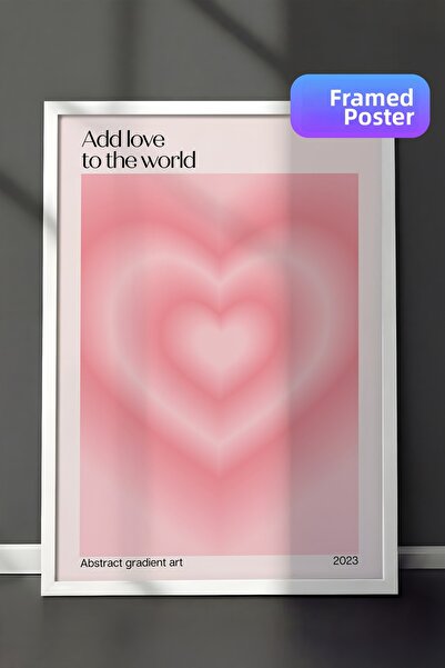 Zestia Pictură de perete înrămată în alb, în tonuri de roz, formă de inimă ab...