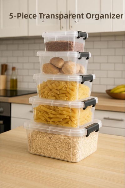 Depa 5-Piece Transparent Storage Box & Organizing Box Mix Set-Dny0040