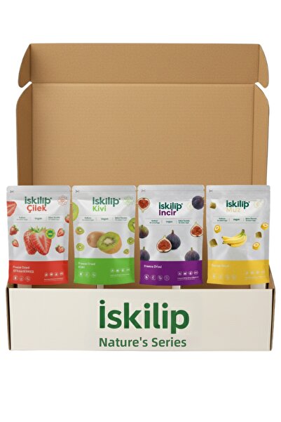 İSKİLİP مجموعة متنوعة من الفواكه المجففة بالتجميد: فراولة، كيوي، موز، تين، رق...