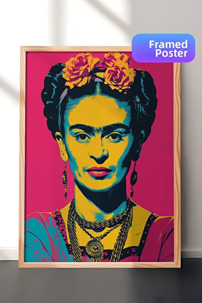 Zestia Ζωγραφική τοίχου με ξύλινο πλαίσιο Frida Kahlo Pop Art Πολύχρωμη Σχολή...