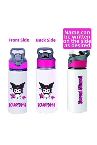 DKDZ SHOP Printed Metal Water Bottle with Straw 650ml