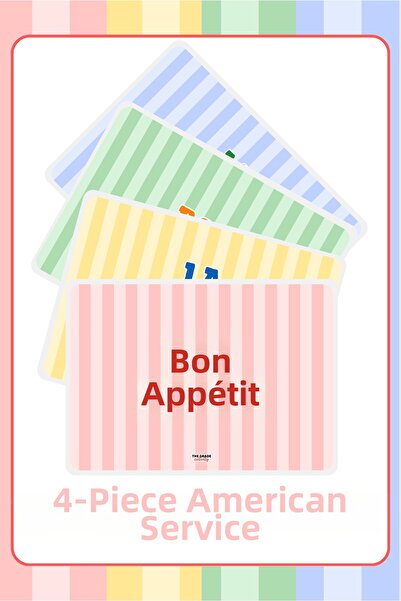 The Grade American Service Set of 4 Multi-Colored Plate Mats Stain-Resistant ...