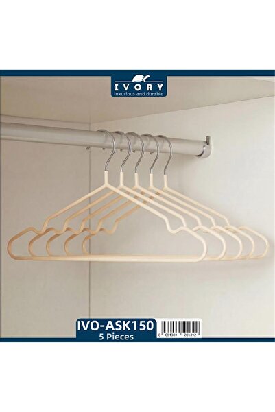 IVORY Set of 5 Metal Silicone Coated Clothes Hangers – Non-Slip Durable Hange...