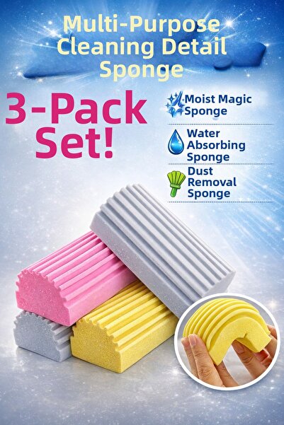 Manosta (3 قطع) إسفنجة سحرية رطبة لتفاصيل التنظيف - ماصة للماء وإزالة الغبار
