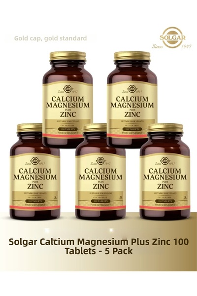 Solgar Calcium Magnesium Plus Zinc 100 Tablets 5 Pack