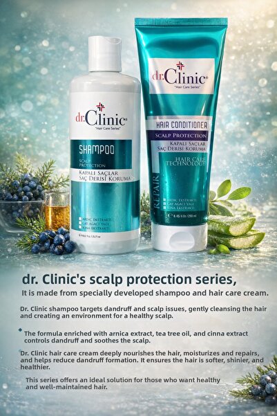 Dr. Clinic Kapalı Saçlar Scalp Protection Shampoo 400 ml and Conditioner 250 ...