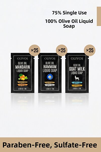 Olivos مجموعة صابون سائل بزيت الزيتون للاستخدام مرة واحدة، للمدرسة والسفر وال...