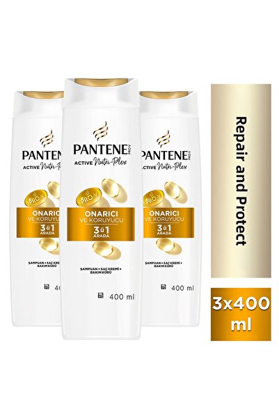 Pantene شامبو مرمم ووقائي 3 في 1 400 مل للشعر التالف × 3 قطع