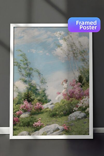 Zestia Ζωγραφική τοίχου με λευκό πλαίσιο σε παστέλ αποχρώσεις Ανοιξιάτικος κή...