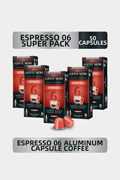 C.M Coffee More 6 Espresso Capsule Coffee 10 X 5 Packs (50 Pieces) Nespresso ...