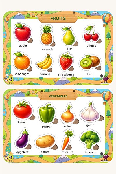 NCPUZZLES Wooden Turkish Educational and Learning Puzzle Set of 2 - Fruits an...