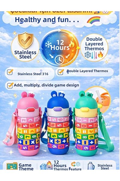 senacacollection Vagonlife Steel Water Bottle with Multiplication Table 430 ml