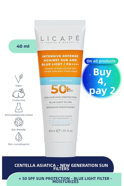 Licape واقي شمسي عالي الحماية 50 عامل - للبشرة الحساسة والجافة 40 مل