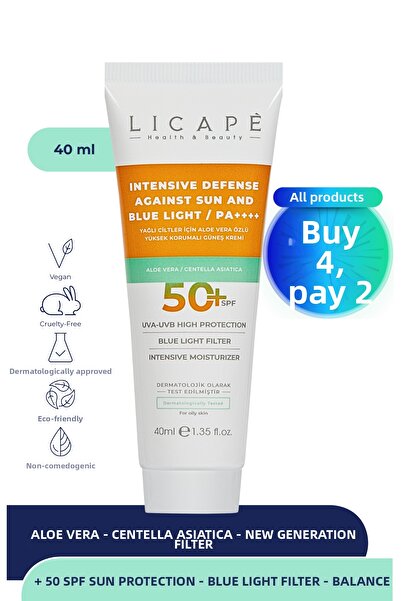Licape واقي شمسي عالي الحماية للبشرة الدهنية بخلاصة الصبار - عامل +50 40 مل
