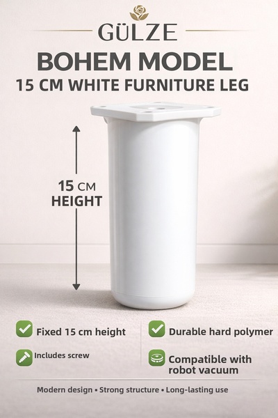 GÜLZE (15 cm) White Color Bohem Model- Furniture Leg (Furniture Leg, Cabinet,...
