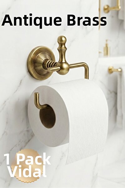 Badem10 Istanbul Luxury Antique Yellow Metal Open Paper Holder Screw-On Wall ...