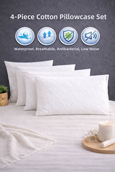 TEXTİLEGARDEN 4 قطع من أغطية الوسائد المقاومة للماء المصنوعة من القطن بنسبة 1...