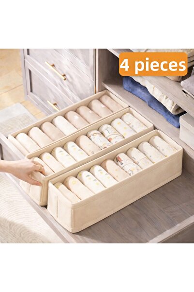 she berrak 4 Pcs Drawer and Closet Organizer, Shelf Organizer, Foldable Sock ...