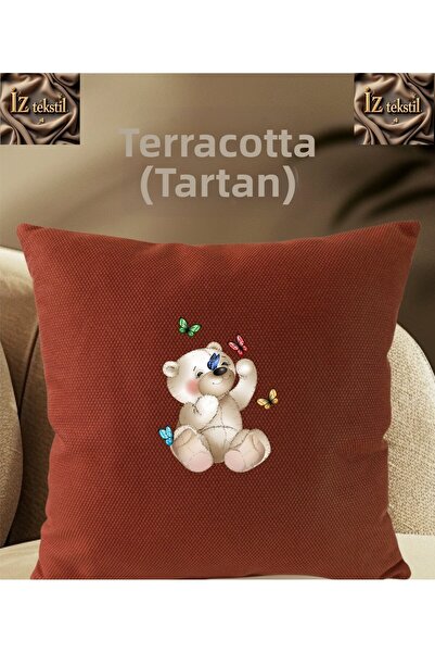 İZ WORTH WEARİNG Butterfly Bear Illustrated Mosaic Patterned Cinnamon Colored...