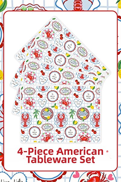 The Grade American Service Set of 4 Marine Themed Plate Mats Stain Resistant ...