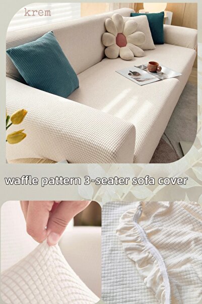 Uy Style Lycra Sofa Cover, Elastic Rubberized Sofa Cover, Pitikare Pattern, 3...