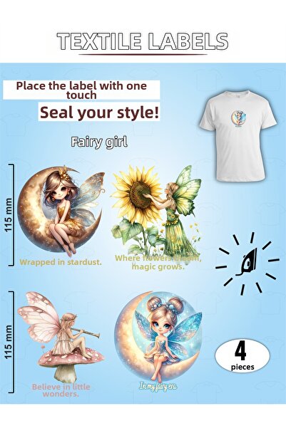 AGG Reklam Iron-On Clothing Stickers Fairy Girl Set of 4