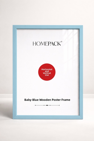 HOMEPACK 25X35 CM Cadru pentru poster cu rama din lemn albastru deschis, cadr...